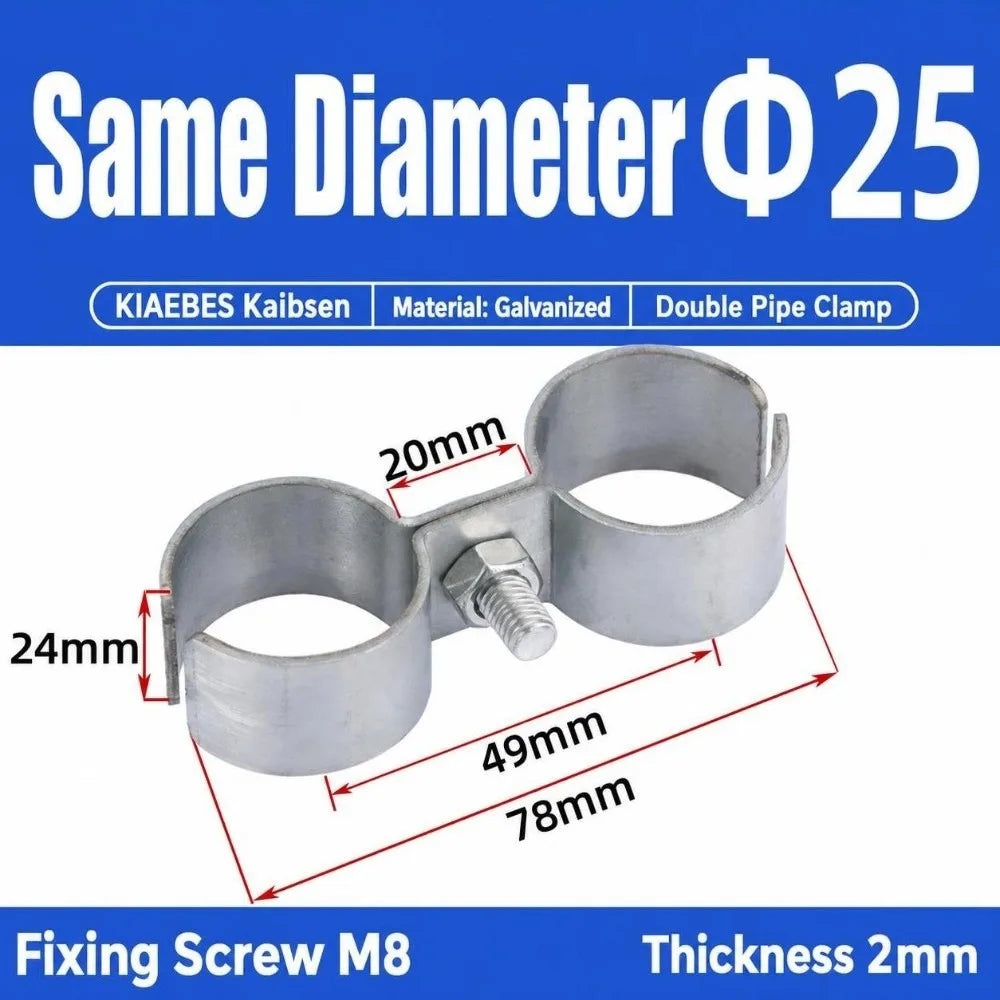 Double Tube Pipe Clamp – Zinc Plated Twin Hose Fastener
