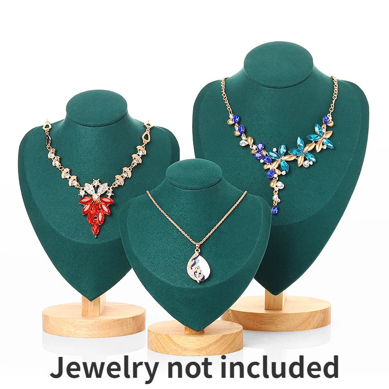 Velvet Bust Necklace Display Stand – Heart-Shaped Jewelry Organizer