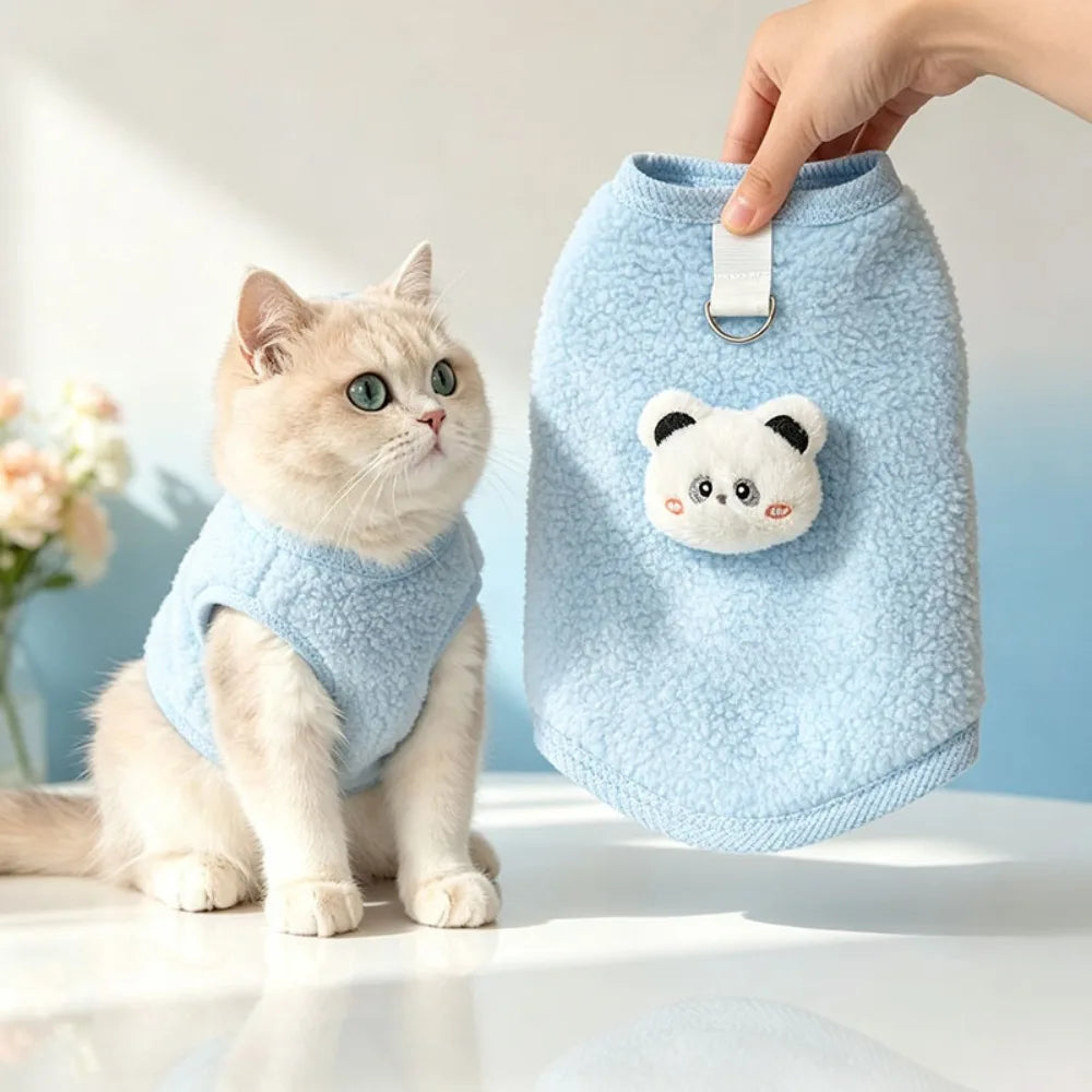 Cartoon Pet Hoodie – Warm Plush Sweater for Small Dogs & Cats