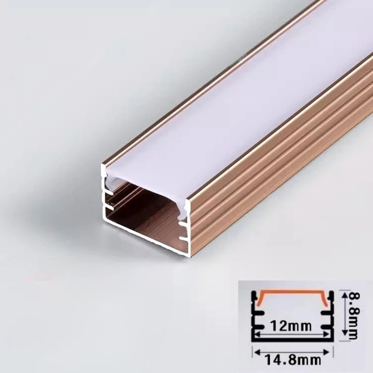 Rose Gold LED Aluminum Channel Profile U/YW Shape – Milky Cover