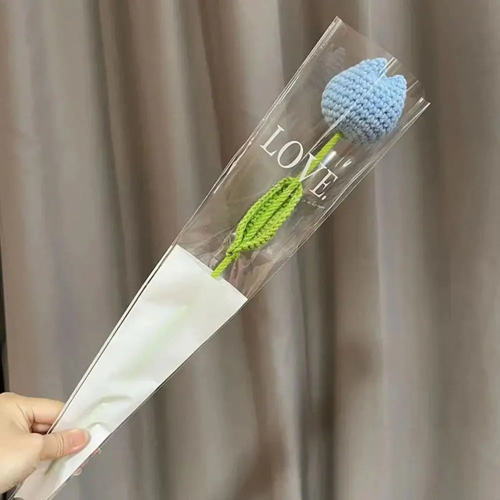 Handmade Crochet Tulip Bouquet – Knitted Cotton Artificial Flowers