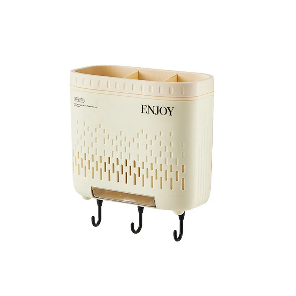Wall-Mounted Cutlery Holder – Dustproof Utensil Drainage Shelf