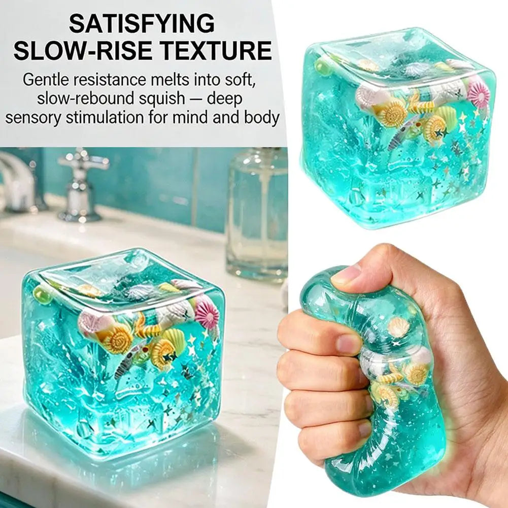 Ocean Squishy Sensory Cube – TPR Fidget Squeeze Toy