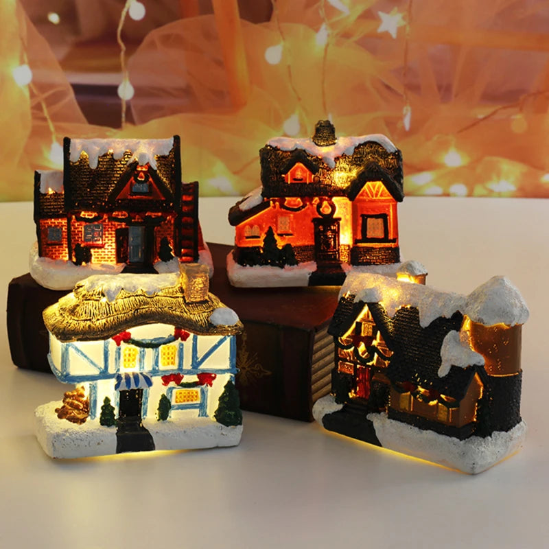 Resin Christmas Village House LED Ornament – 8 Styles