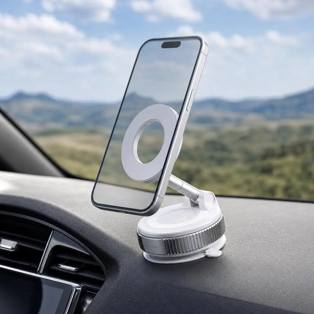 Magnetic Vacuum Car Phone Mount – 360° Rotating Suction