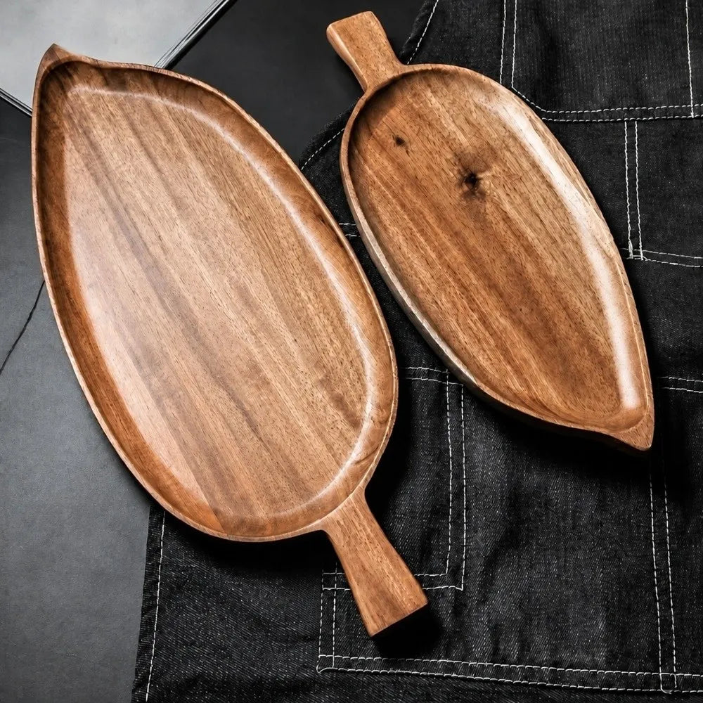 Acacia Wood Leaf Serving Tray – Japanese Sushi & Tea Tray