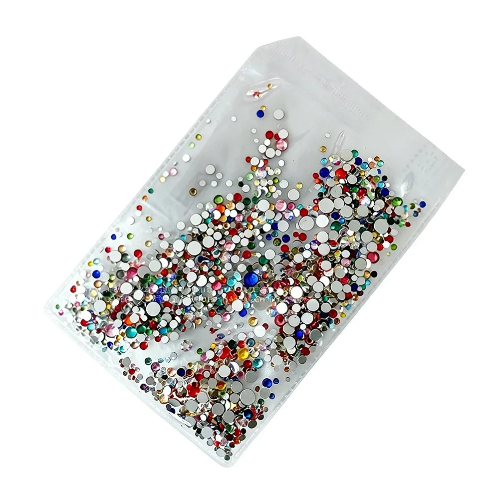 1440-Piece Glass Nail Rhinestones – Flat Back AB Gems