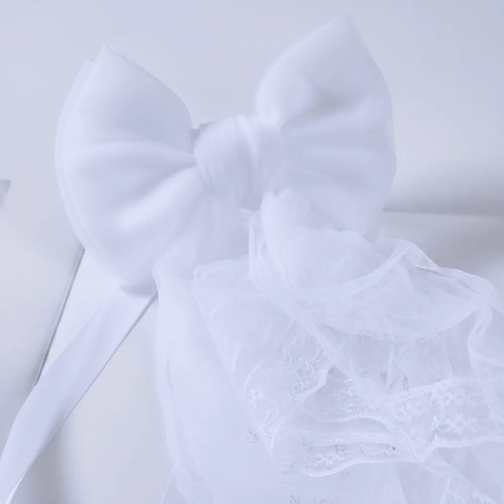 Lace Bow Curtain Tiebacks – Jacquard Holdbacks, White