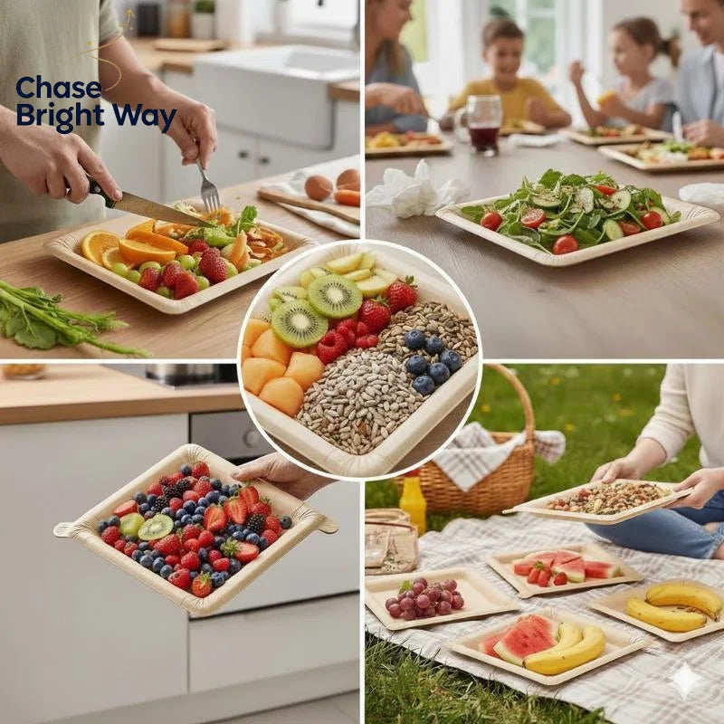 Disposable Kraft Paper Plates 20-Pack | BPA-Free, Oil & Water Resistant
