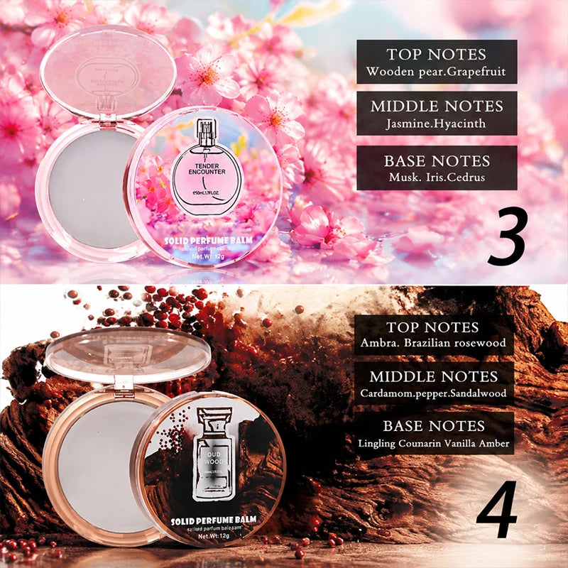 Solid Perfume Balm Set – 6 Scents Travel Pocket Fragrance