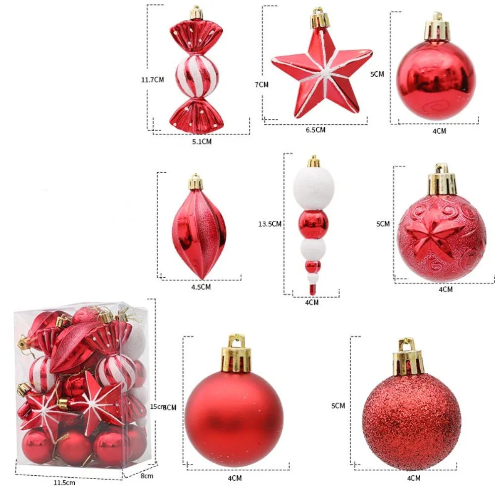 Mixed Shape Christmas Ornament Balls – Red, Gold & Rose Gold