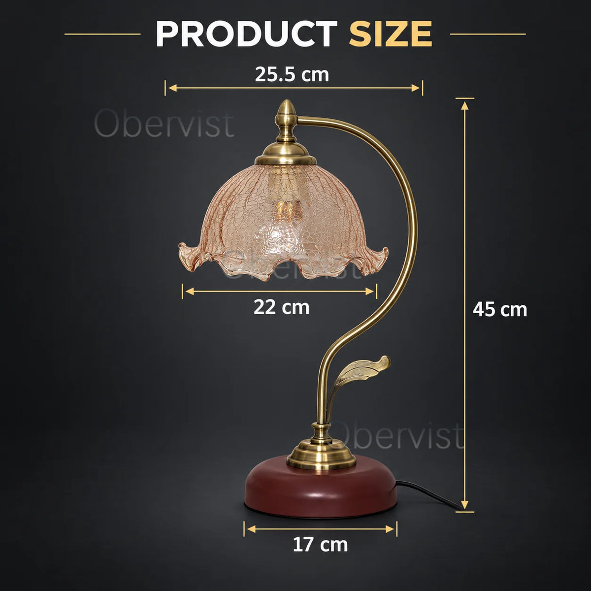 Vintage Crackle Glass Table Lamp | Antique Brass E27 Bedside