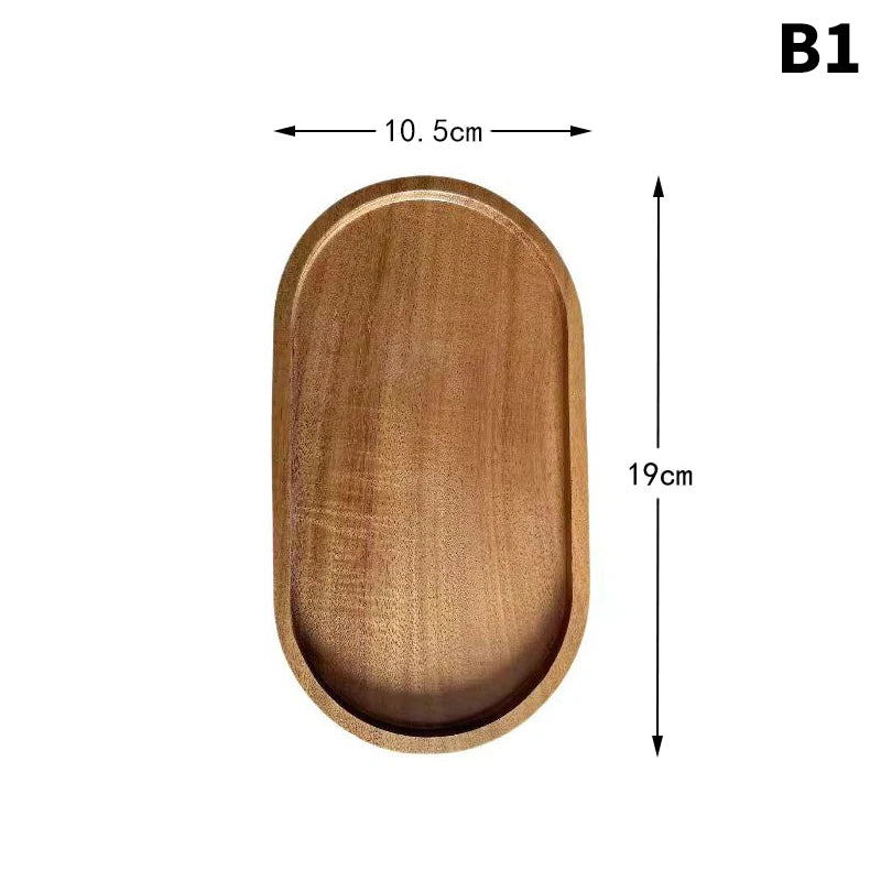 Japanese Solid Wood Round Serving Tray – Snack & Dessert Plate