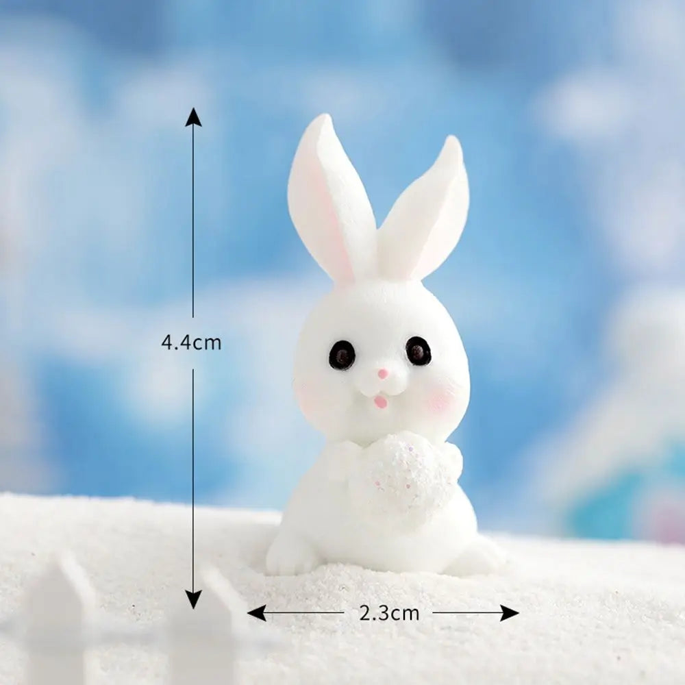 Snowman Bunny Miniature Figurine – Christmas Micro Landscape Décor
