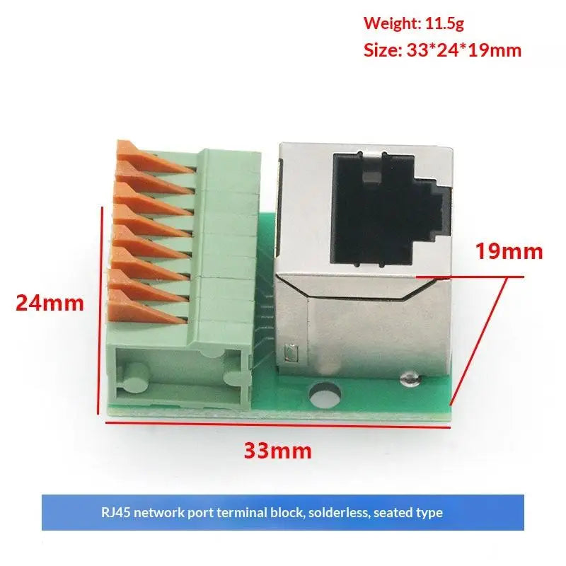 RJ45 Adapter Board Solder-Free Terminal Block | DIN Rail Mount