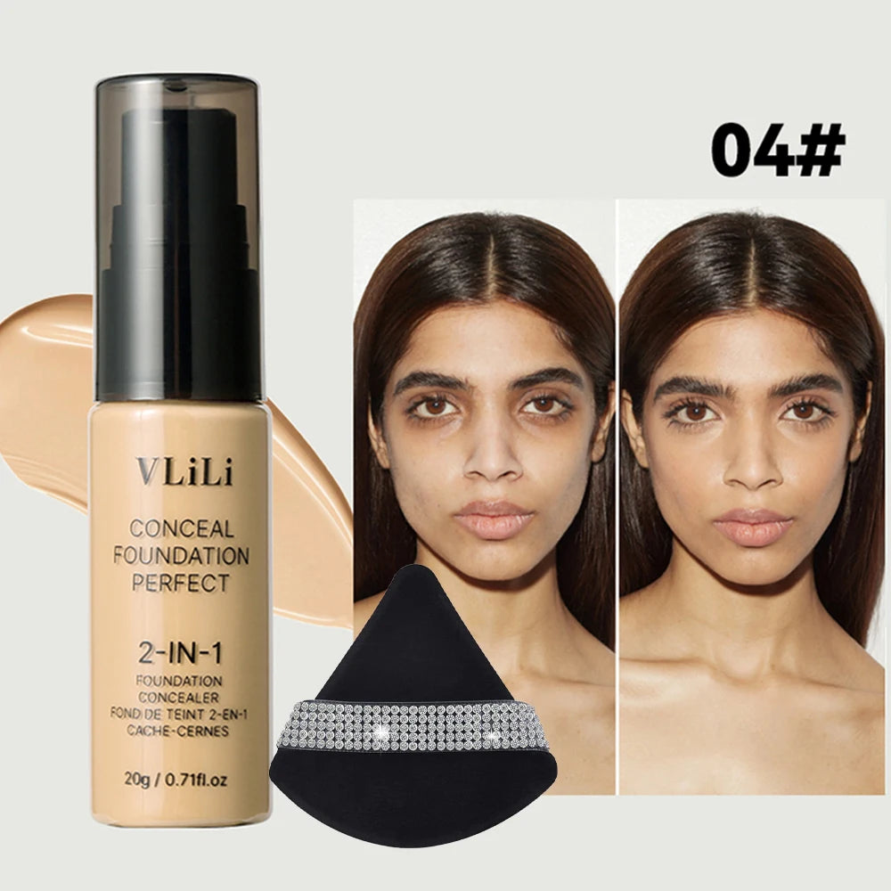 Waterproof Full Coverage Liquid Foundation & Puff Set