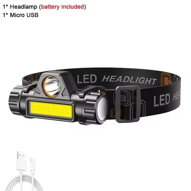 Rechargeable LED Headlamp XPE COB Dual Light & Magnet Base