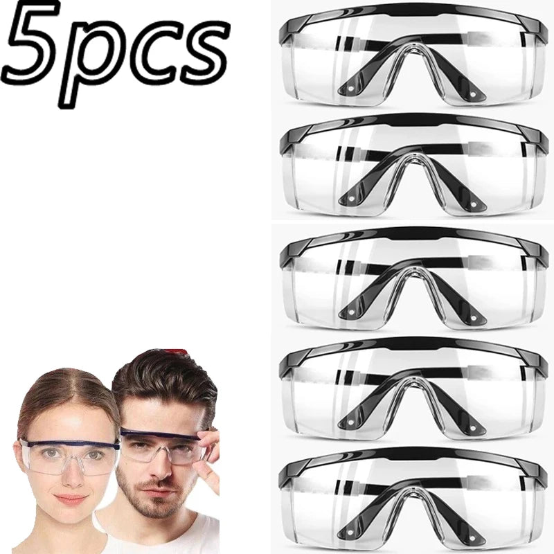 5-Pack Safety Goggles – Anti-Fog Dustproof Clear Lens Protection