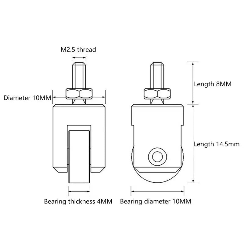 M2.5 Metal Roller Wheel Probe Tips for Dial Indicators & Gauges