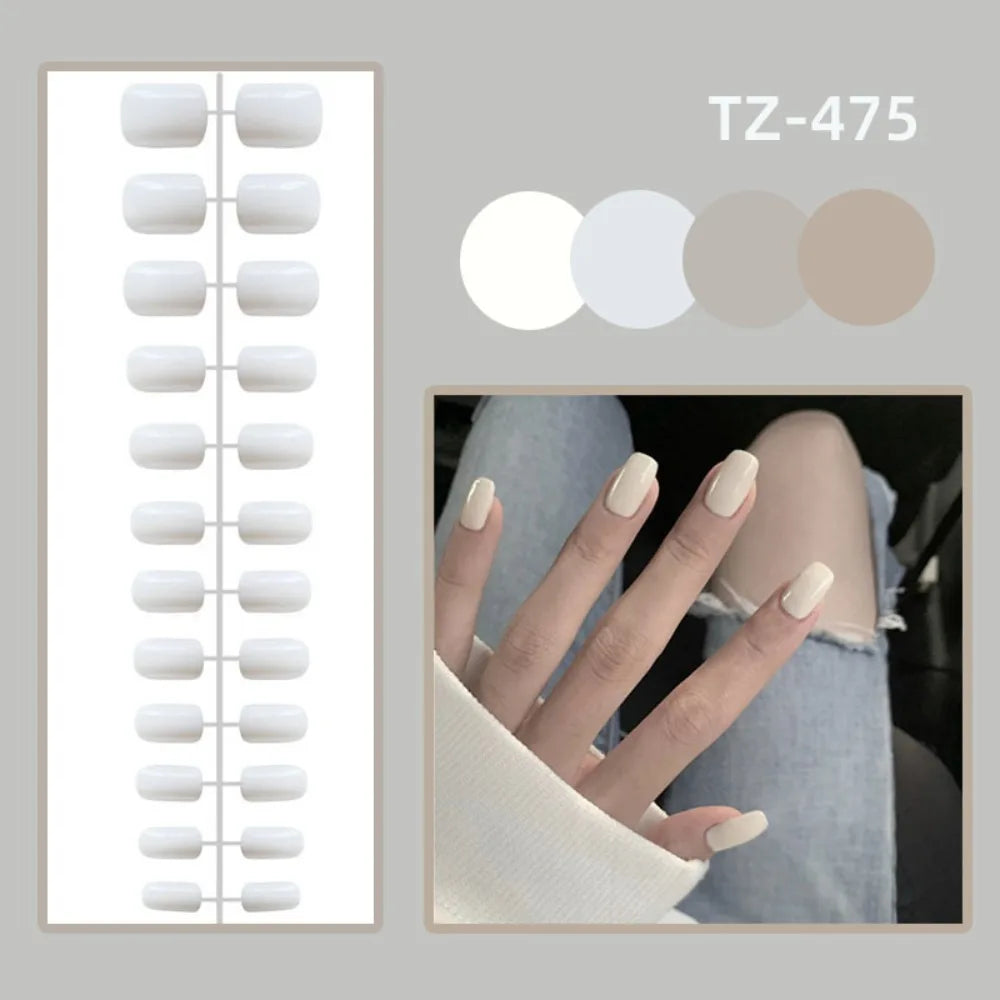 24-Pack Short Square Press-On Nails – Glossy False Nails