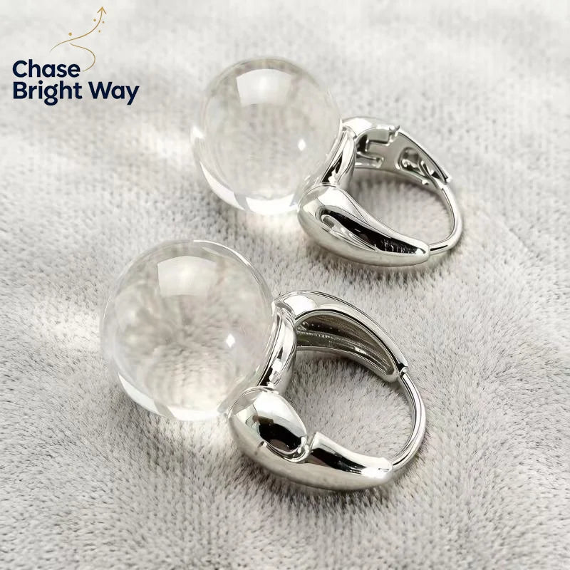 Transparent Round Ball Drop Earrings | Korean Fashion Jewelry