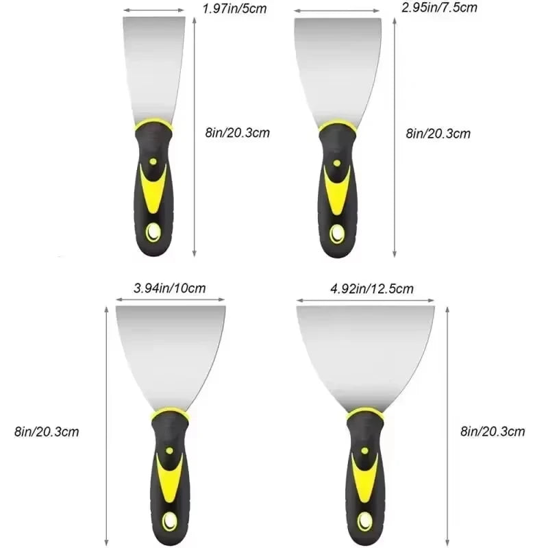 Stainless Steel Putty Knife Set – 2/3/4/5 Inch Scraper Blades