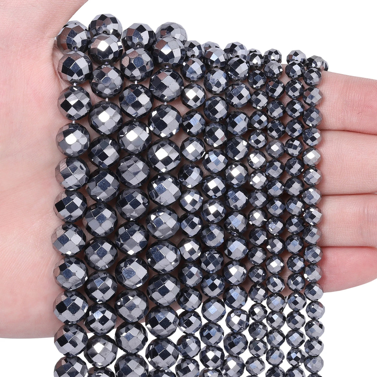 Terahertz Stone Faceted Round Loose Beads 6mm 8mm 10mm | DIY Jewelry