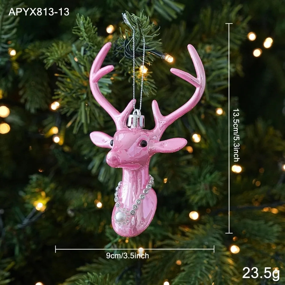 Pink Glitter Christmas Ornaments – Assorted Shapes | Hanging