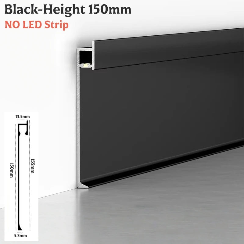 Ultra-Thin Recessed LED Skirting Baseboard Aluminum Profile 150mm