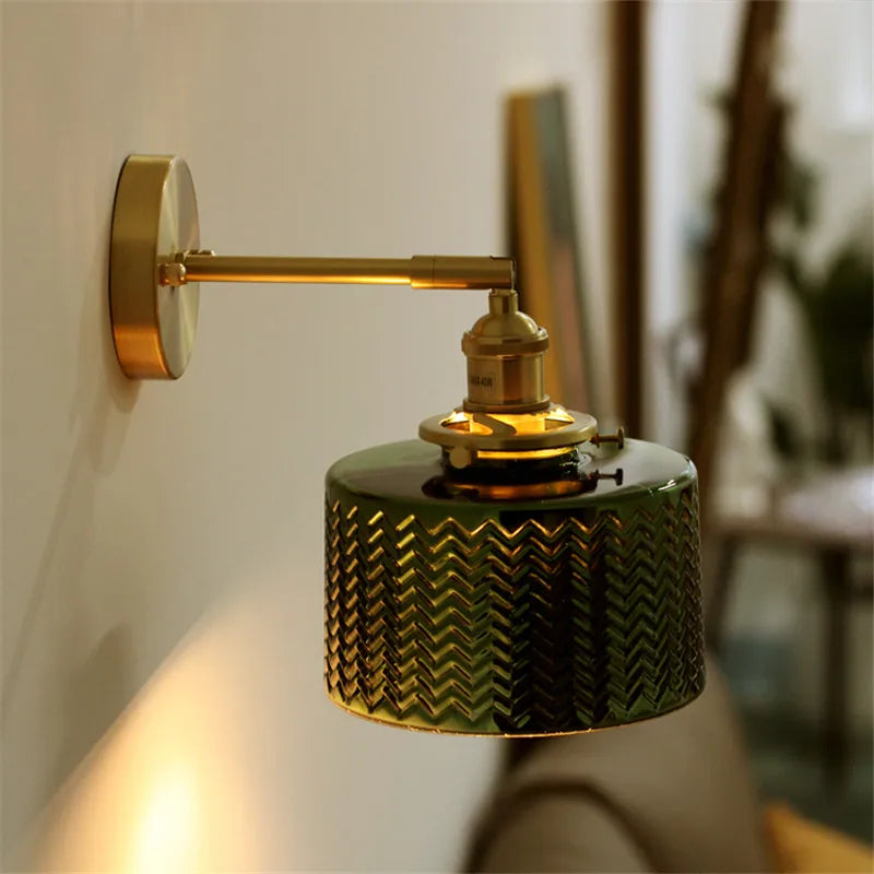 Vintage Glass Wall Lamp E27 LED Sconce – Bedroom & Bathroom