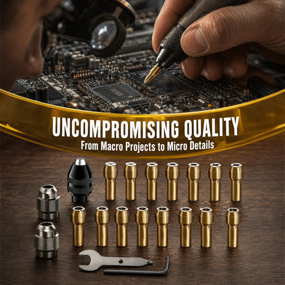 16-Piece Rotary Tool Chuck Set | Keyless Quick-Change 0.8–3mm