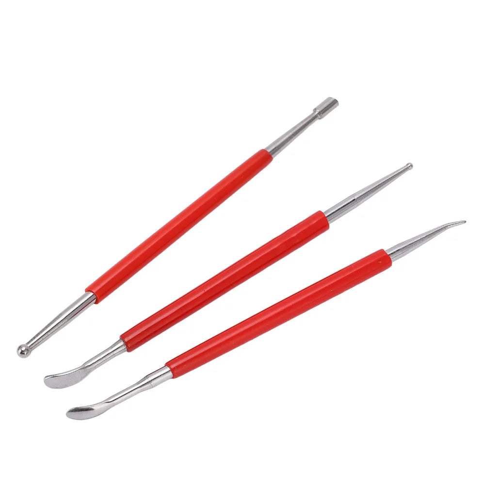 3-Piece Double-End Steel Clay & Pottery Sculpting Tool Set