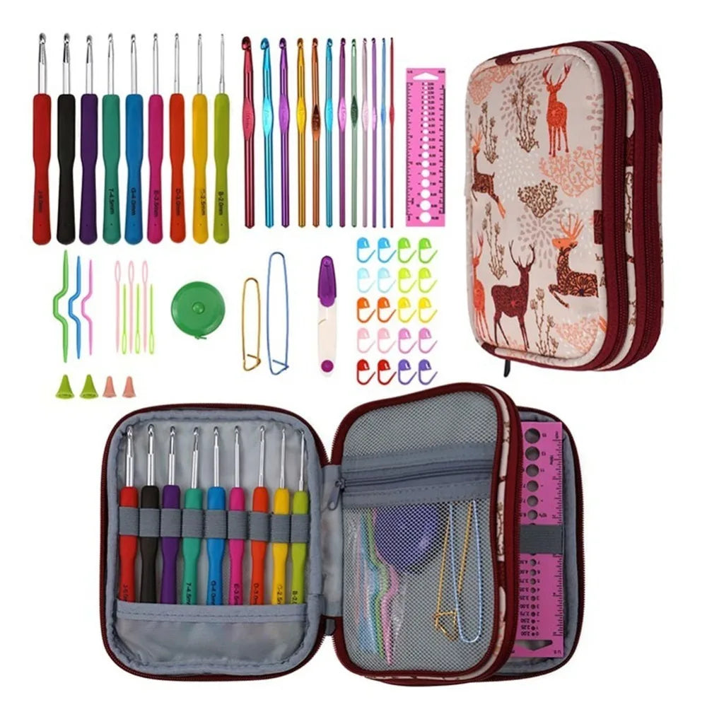 Ergonomic Crochet Hook Set – 21-Piece Kit with Storage Case