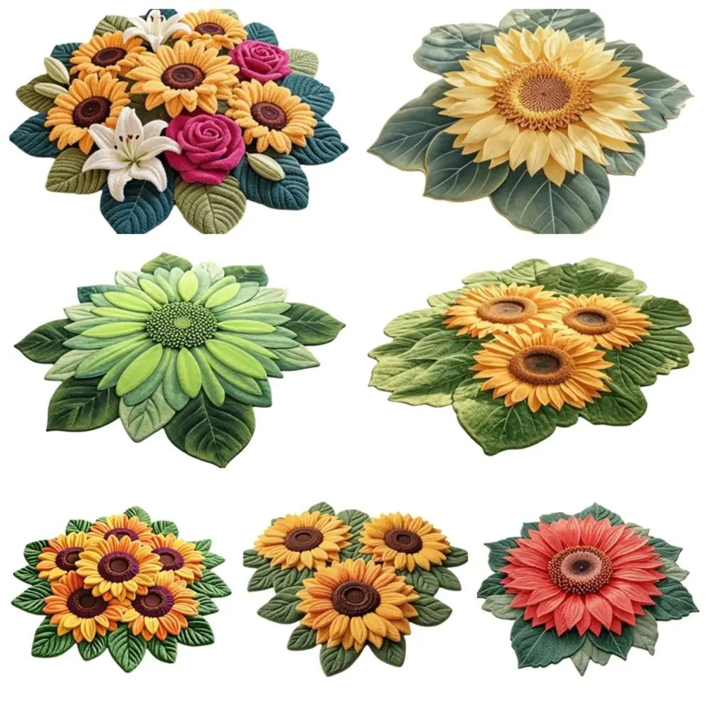 Sunflower Shape Soft Non-Slip Floor Mat – 60x60cm Absorbent Rug