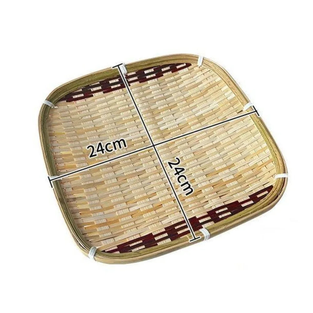 Handwoven Bamboo Basket – Bread, Fruit & Snack Serving Tray