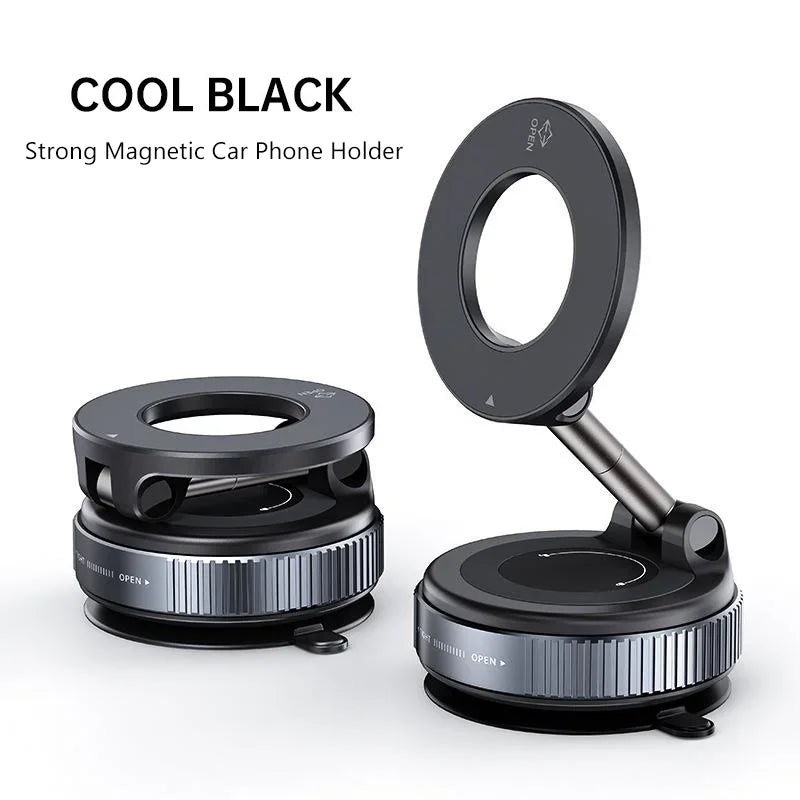 Magnetic Car Phone Holder – 360° Foldable Vacuum Suction Mount