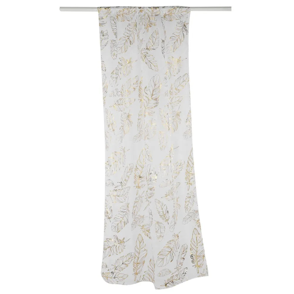 Gold Foil Floral Sheer Curtains – Metallic Voile Drapes 52×63"