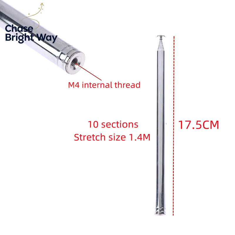 Telescopic FM AM Radio Antenna – 140cm 10-Section Stainless Steel