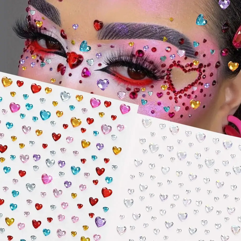 3D Aurora Iridescent Face Rhinestone Stickers | Body Art Gems