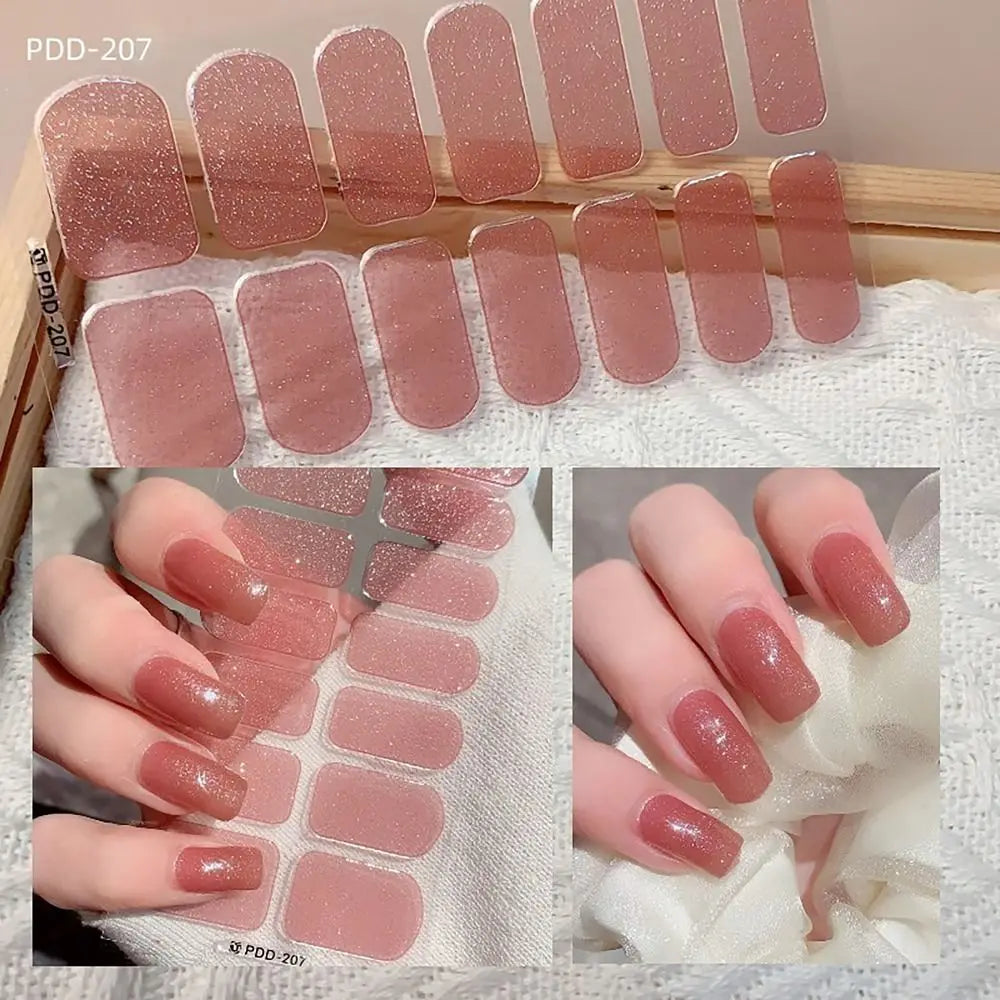 Semi-Cured Gel Nail Stickers – 14 Floral Full Cover Strips
