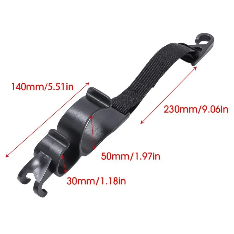 Car Headrest Hooks 2-Pack – Rear Seat Hanging Organizer