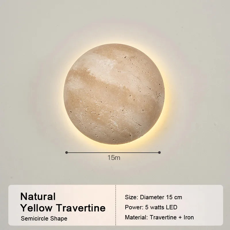 Retro LED Wall Lamp – Natural Yellow Travertine Stone Light