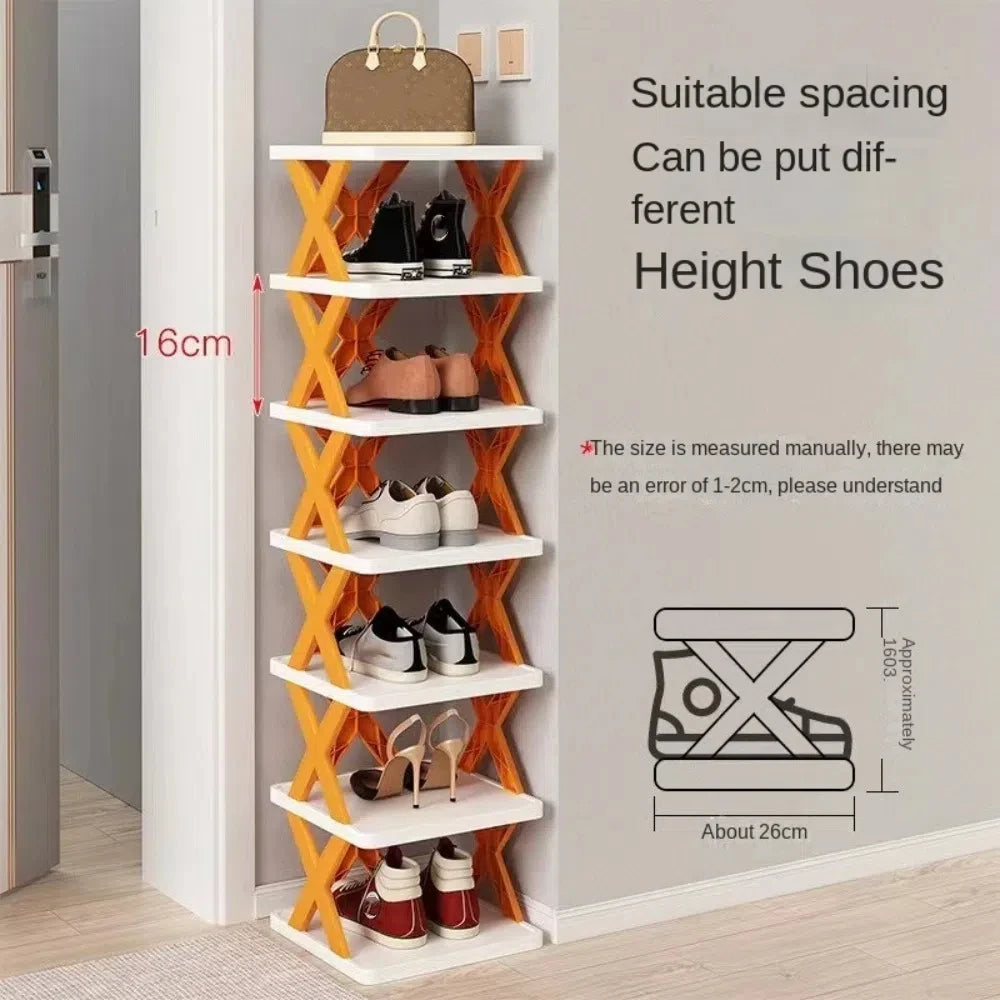 Folding X-Shape Shoe Rack – Detachable Plastic Shoe Organizer