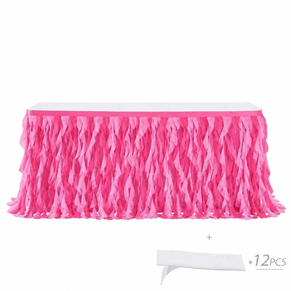 Multicolor Tulle Ruffle Table Skirt 183cm – Wedding & Party Décor