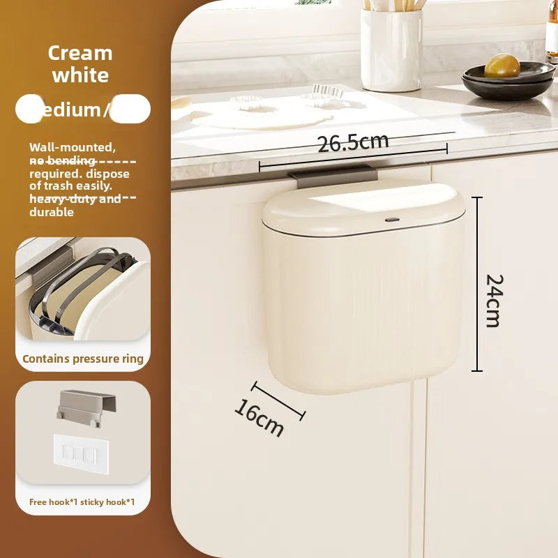 Wall-Mounted Slide-Open Trash Can – Kitchen & Bathroom Bin