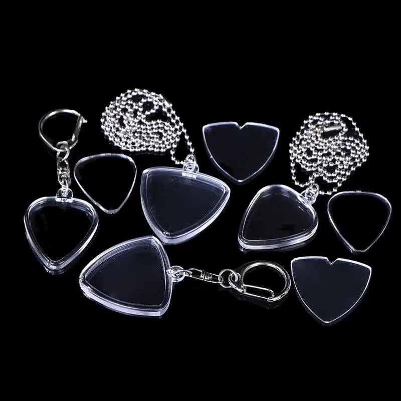 Guitar Pick Storage Case – Clear Heart-Shaped Holder & Keyring