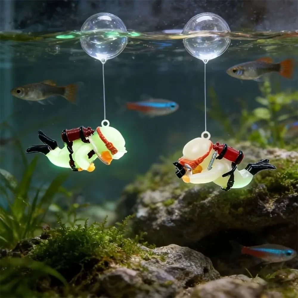 Glow in the Dark Mini Diver Resin Fish Tank Ornament