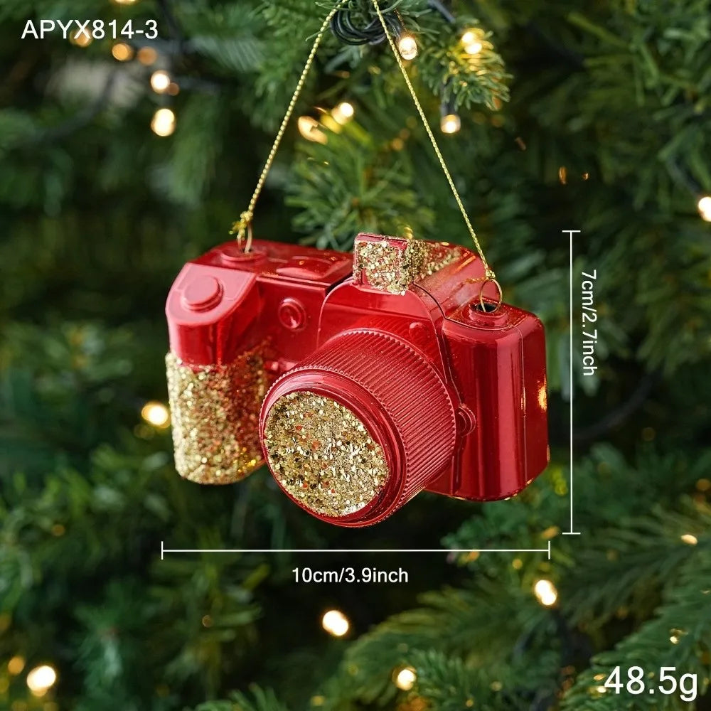 Red Novelty Christmas Ornaments – Glossy Plastic Hanging Pendants
