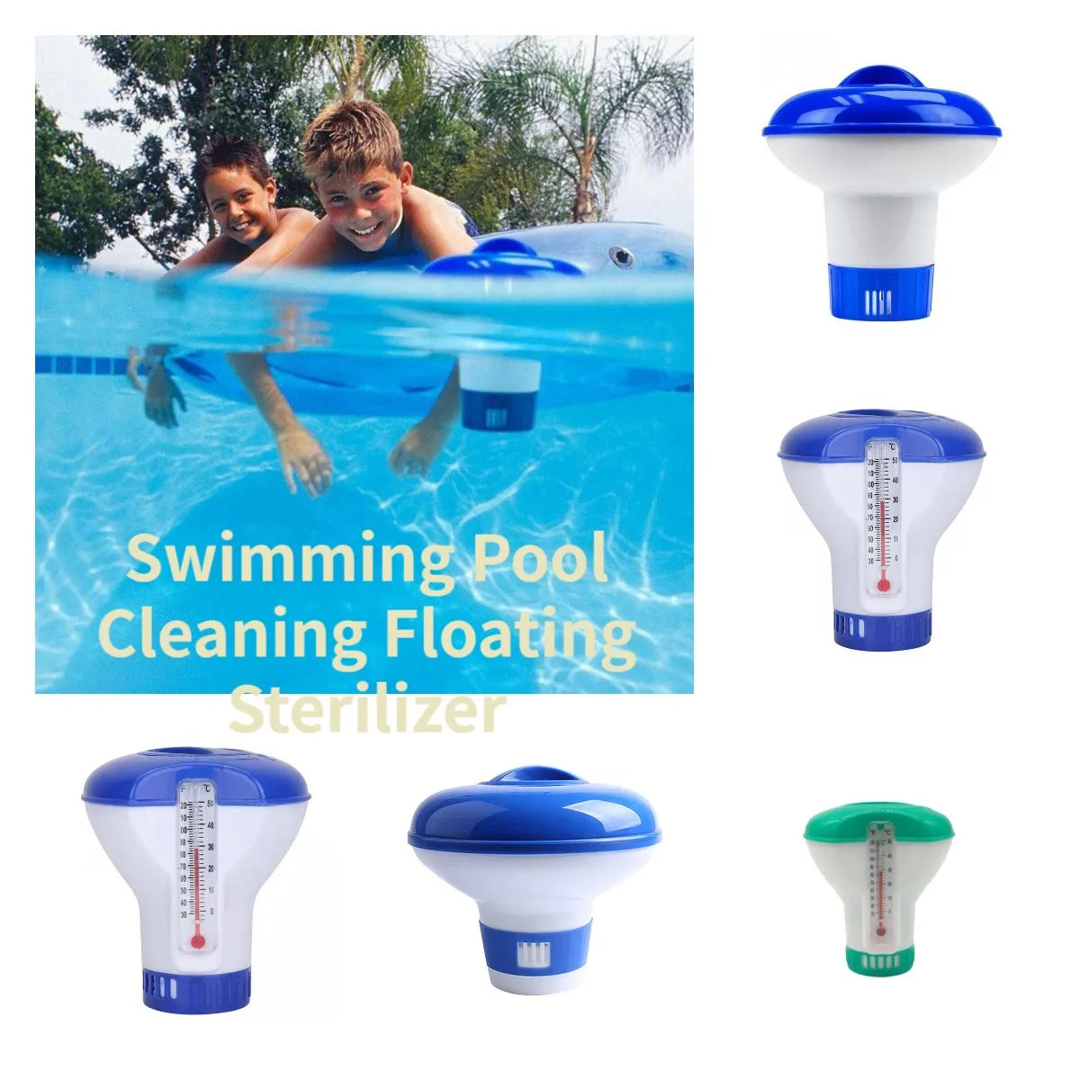 Pool Floating Chlorine & Bromine Dispenser with Thermometer