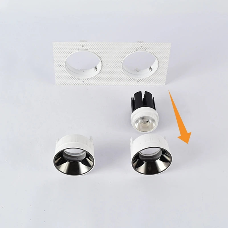 Trimless Square LED Downlight Frame Double Head GU10 MR16